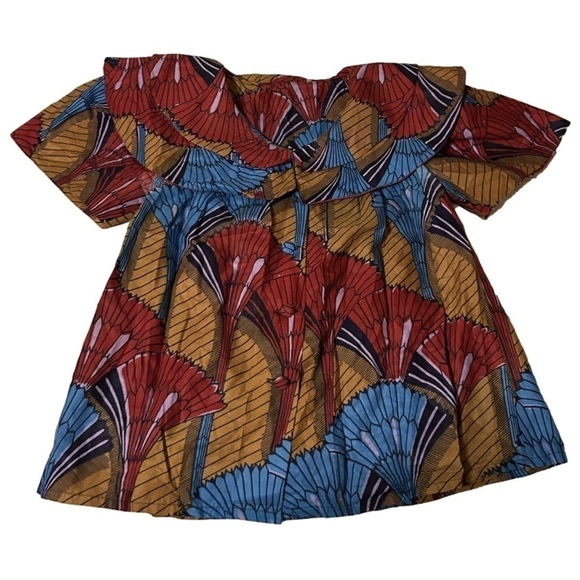 handmade Tops - Handmade Puff Sleeve Abstract Top Blouse